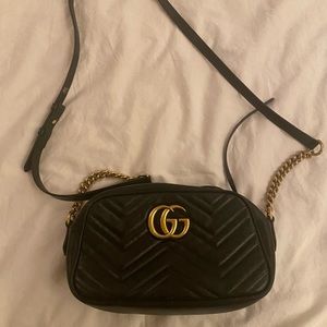 Gucci Marmont Small Black Leather Crossbody Bag